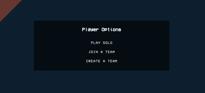 The Player Options are listed in descending order: play solo, join a team, and create a team.