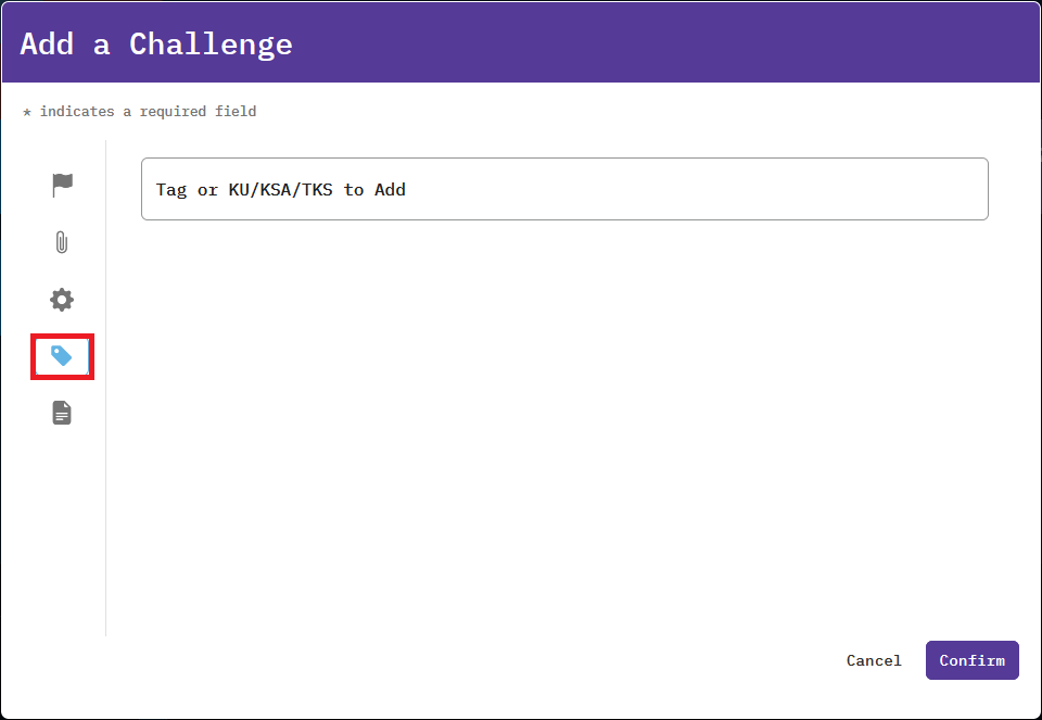 The Tags icon is located on the left side of the screen as the fourth choice, after the Advanced Settings icon.
