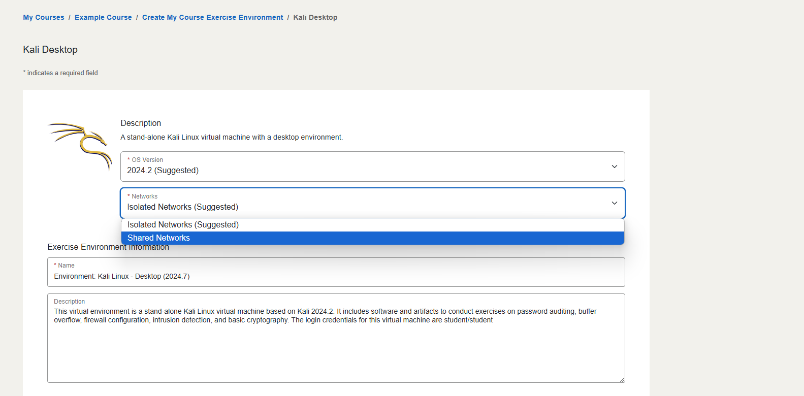 The "Shared Networks" option is located underneath the "Isolated Networks" option.