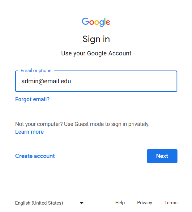 When signing in using Google, a pop-up window will be used for authentication to login using your Google account credentials.
