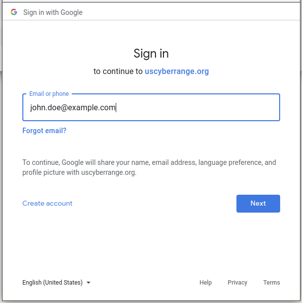 A popup window will display with the ability to login to your authentication provider.