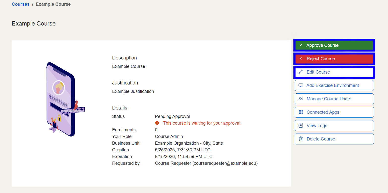 The approve and deny buttons are located on the upper right part of the screen as the topmost buttons. The edit button is third from the top.