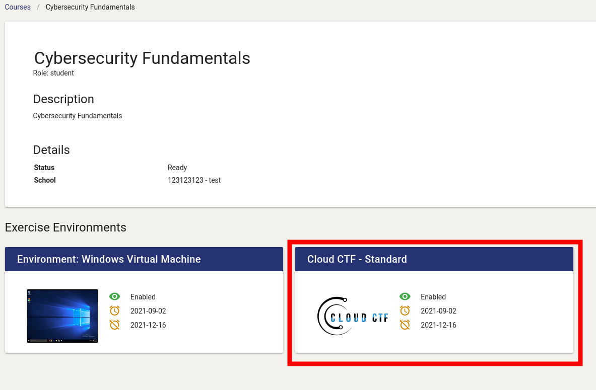 Please click on the correct exercise environment with the CloudCTF logo.