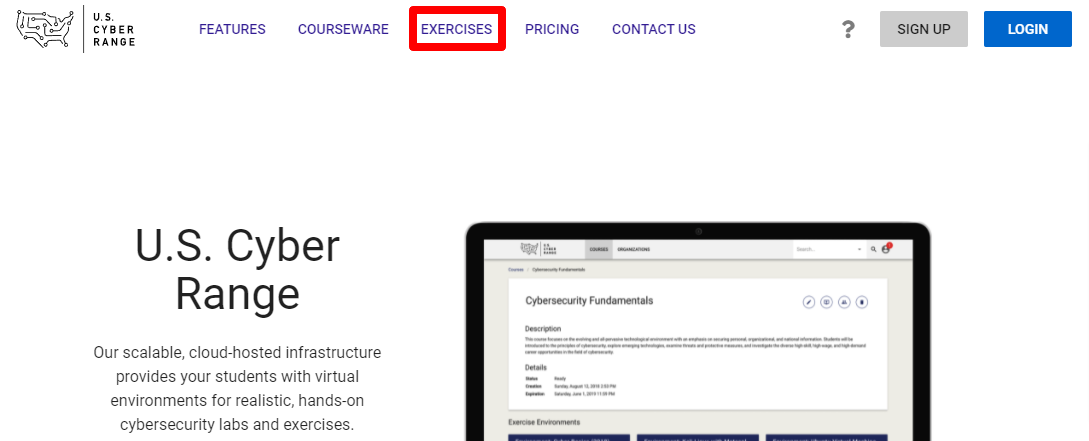 The exercises tab is located in between the "Courseware" and "Pricing" icons at the top of the page.